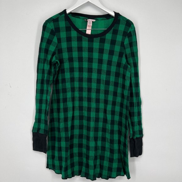 Victoria's Secret Womens Buffalo Print Thermal Sleepshirt Green Plaid Medium NWT - Picture 3 of 8